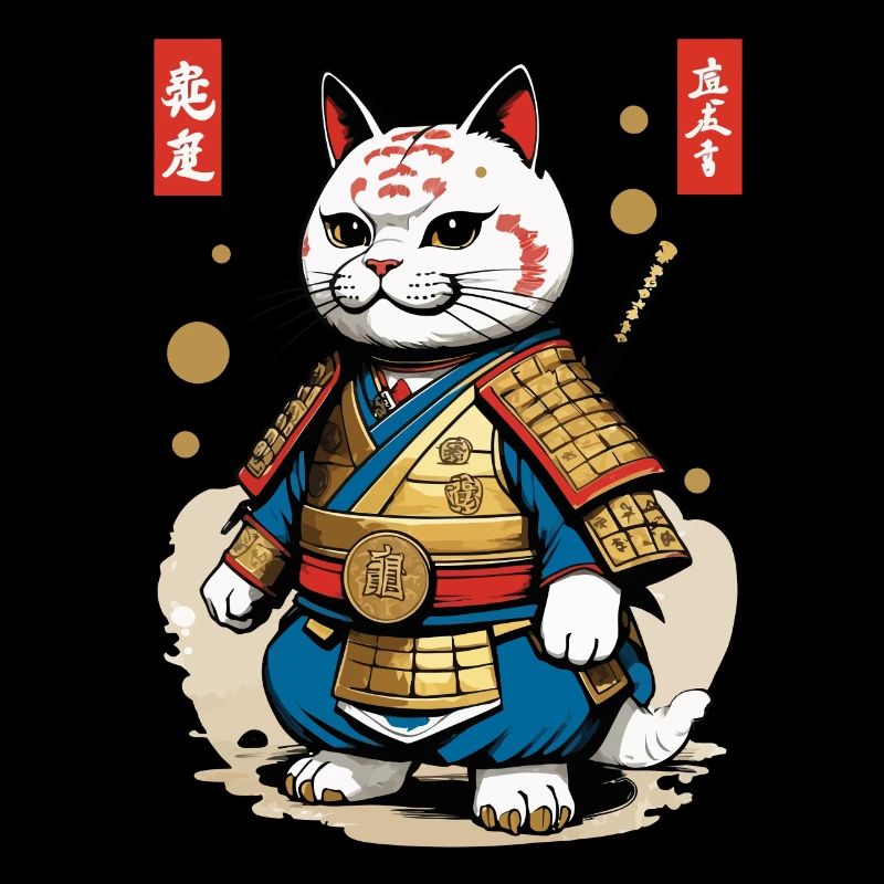 Samurai Cat in Aesthetic Japan Style