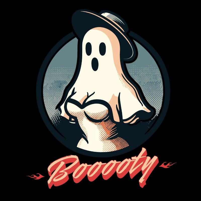 Funny retro Halloween ghost fun with booty