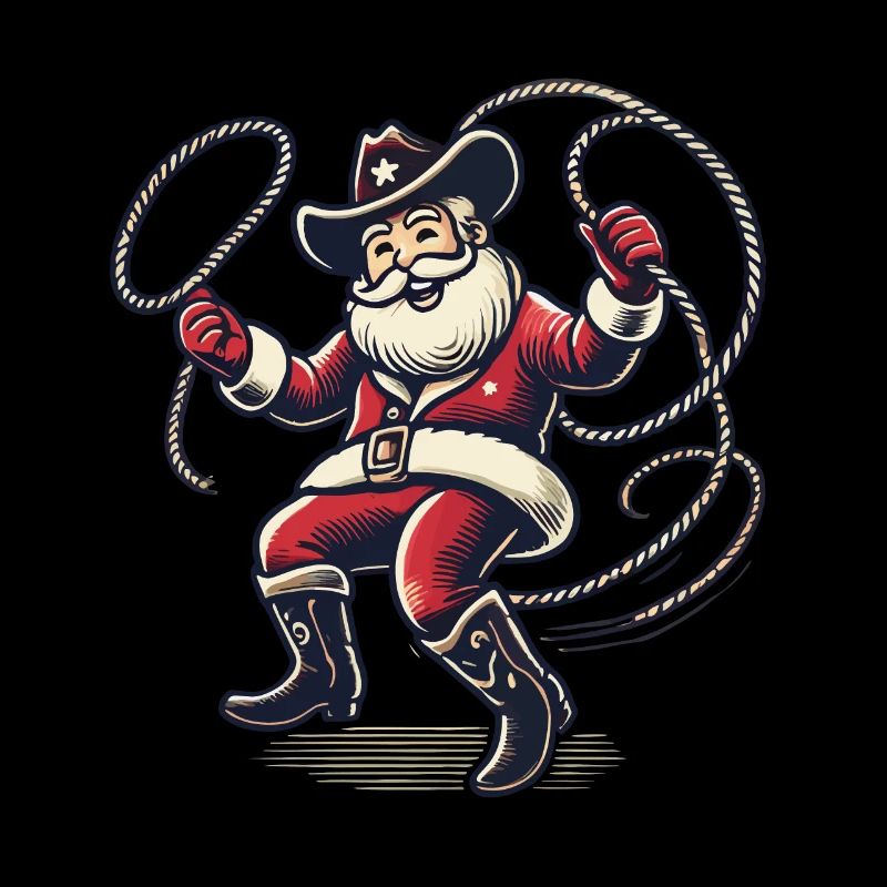Fröhlicher Cowboy Weihnachtsmann Rodeo