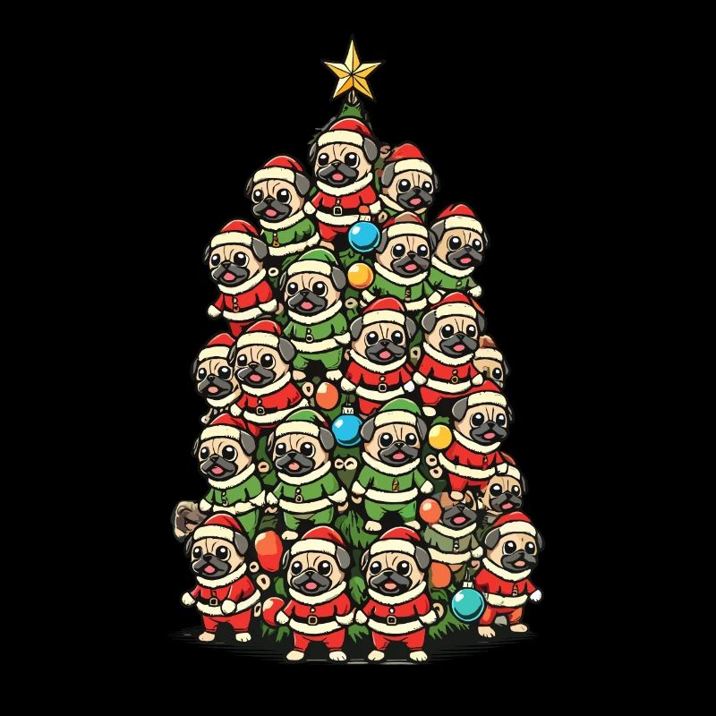 Fröhlicher Mops Weihnachtsbaum