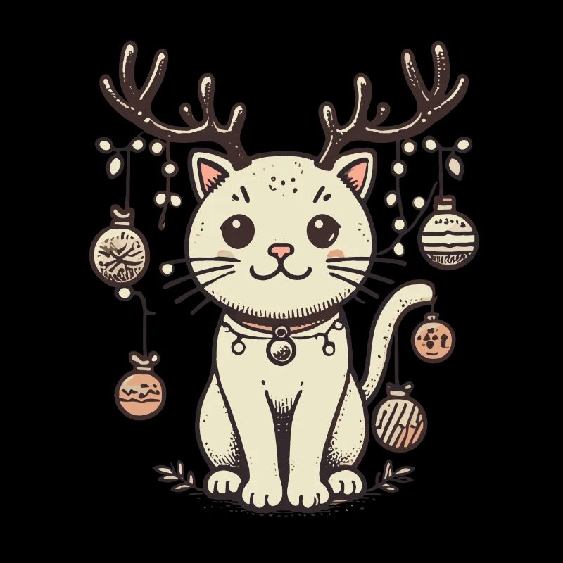 Mignon chat de Noël avec des bois