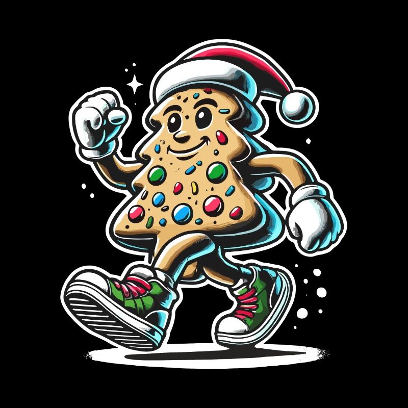 Cheerful gingerbread man with santa hat