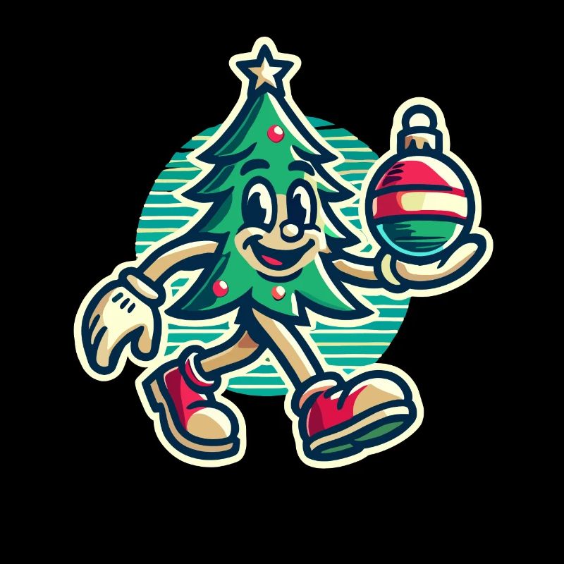 Funny Retro Christmas Tree with Ball