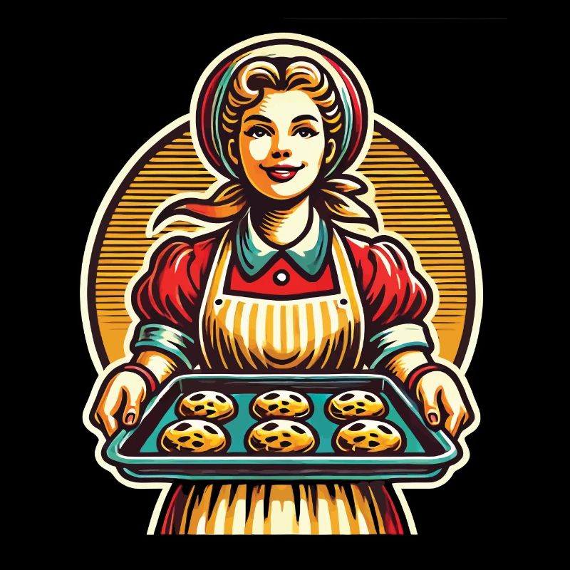 Traditional baker with fresh biscuits