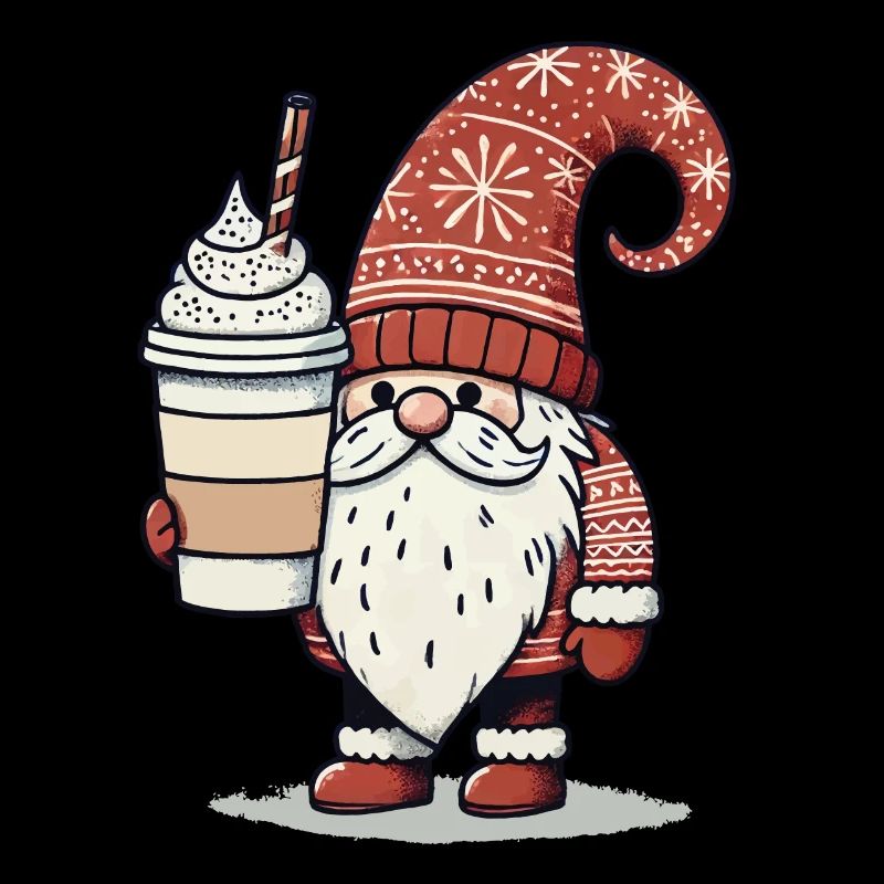 Christmas gnome with coffee gnome