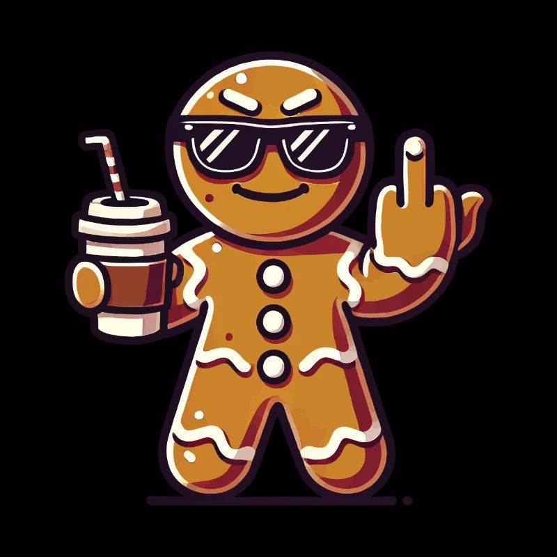 Cool gingerbread man with middle finger Christmas