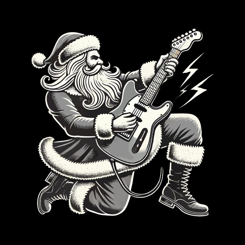 Rockender Weihnachtsmann Mit Gitarre