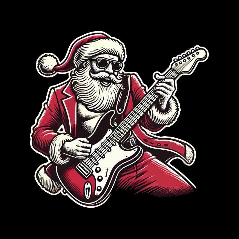 Rockender Weihnachtsmann Mit E-Gitarre