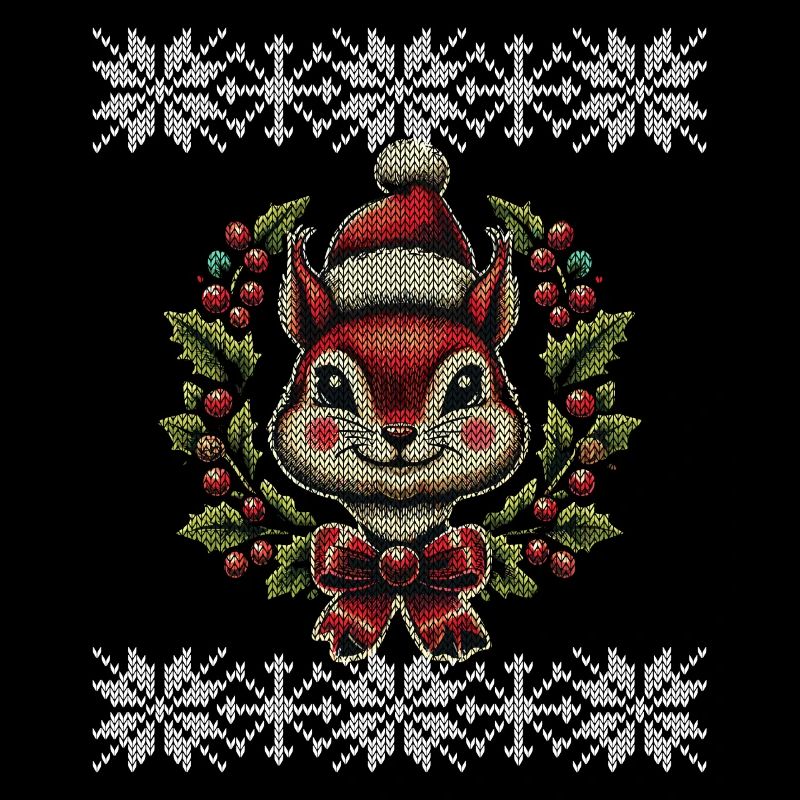 Christmas squirrel with hat and wreath