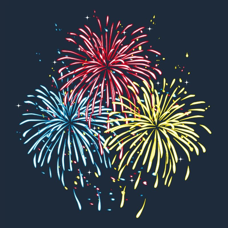 Fireworks in three colors