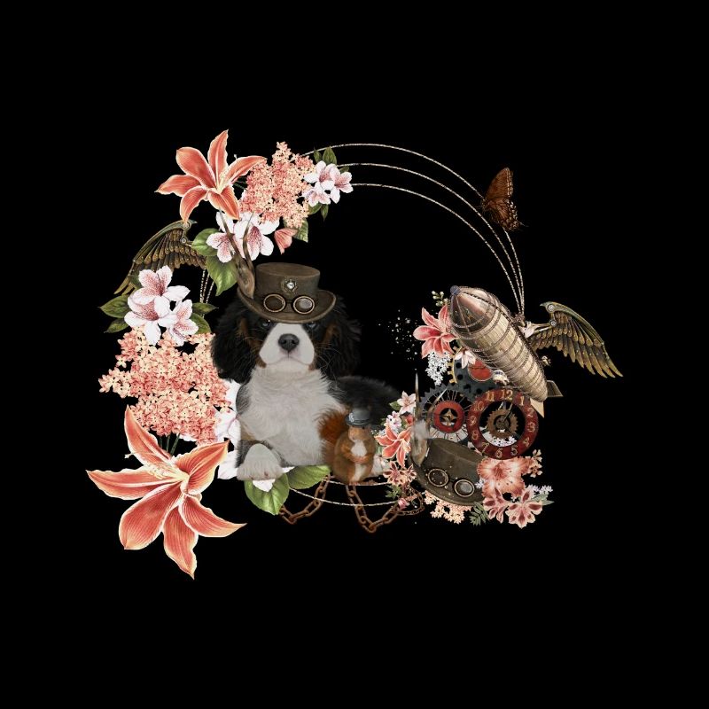 Steampunk, puppy and squirrel with hat