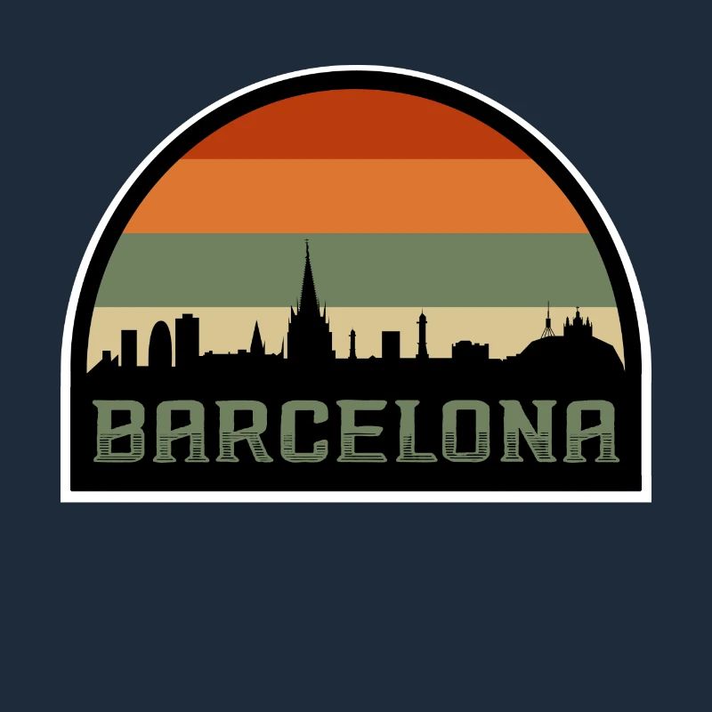 Barcelone Espagne Skyline Silhouette Drapeau Espagnol