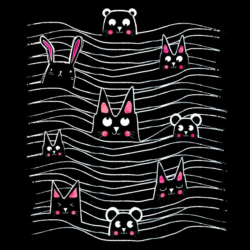 Chat - souris - lapin - ours - dessin illustration