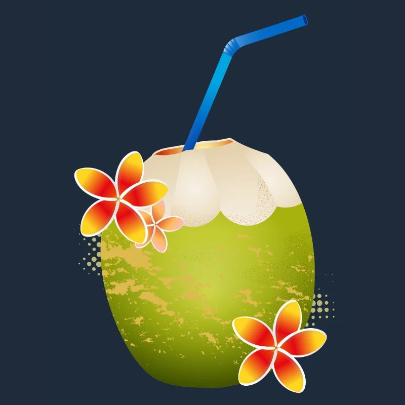 Cocktail de noix de coco décoré avec fleur & paille