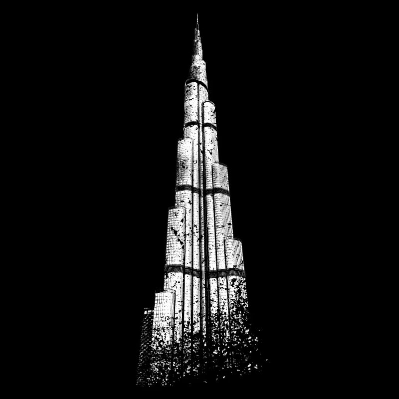 Dubai Burj Khalifa Vintage Silhouette Emirate UAE