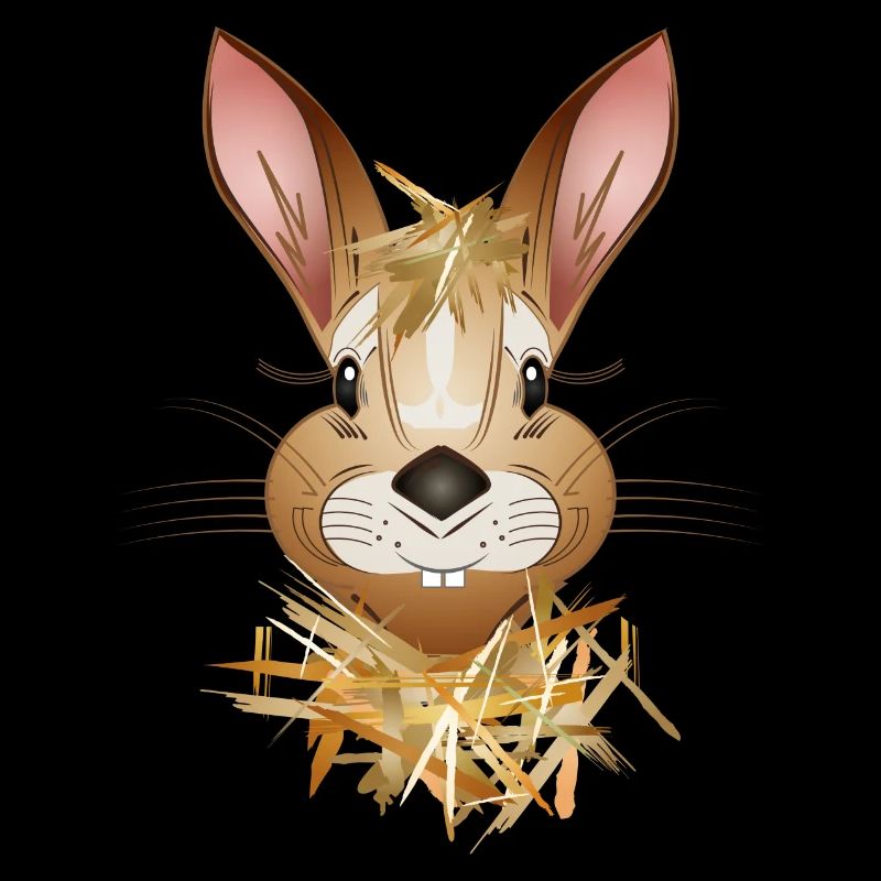 funny rabbit hides in the straw