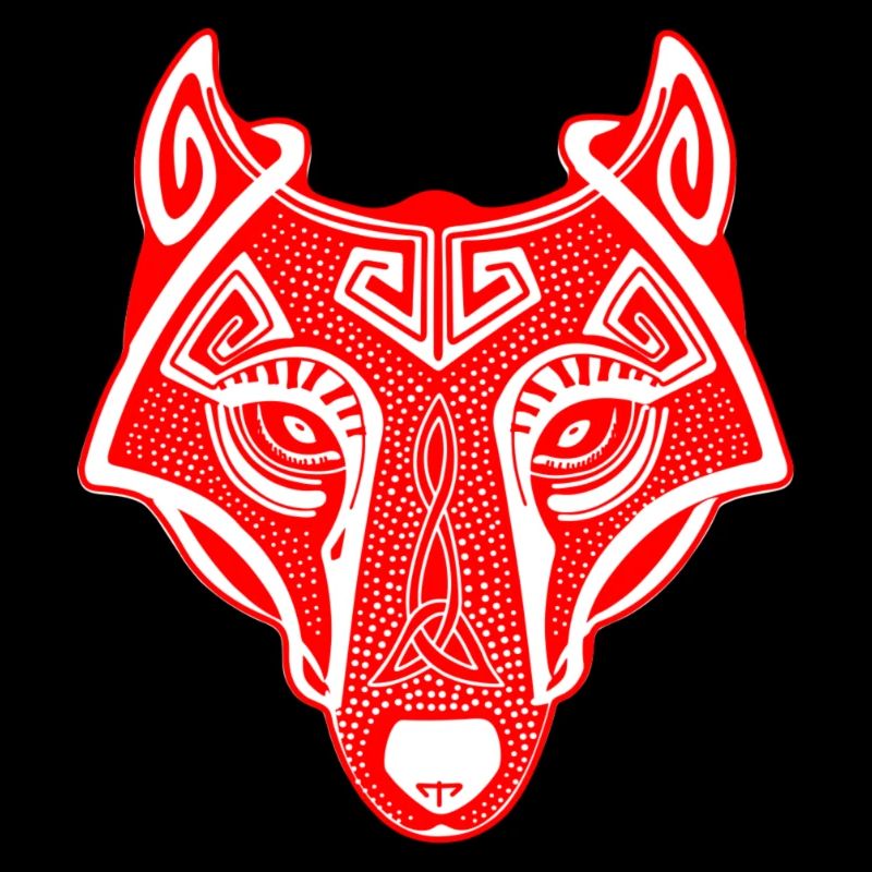 Viking wolf Fenrir valhalla red white