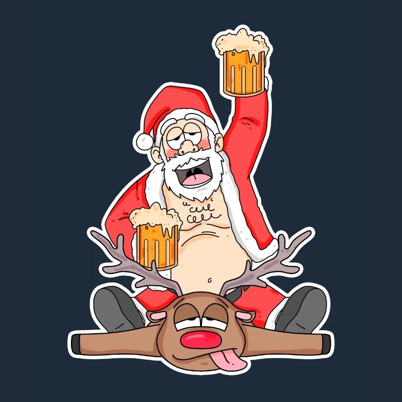 Santa Beer Funny Deer