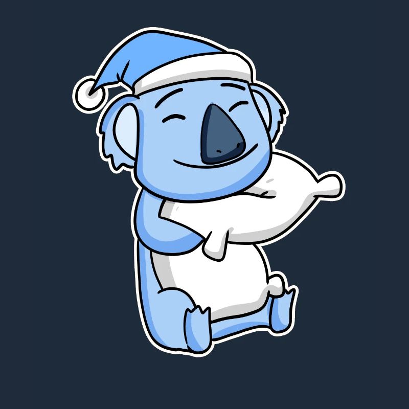 Koala with pillow and sleeping cap