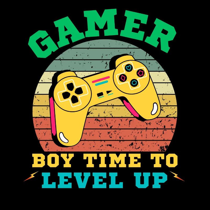 Gamer Boy Level Up Retro