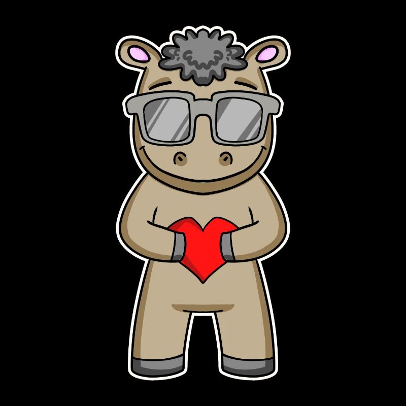 Cooles Pferd mit Brille und Herz