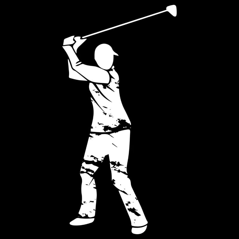 Golf Golfer Silhouette - White Grunge Design