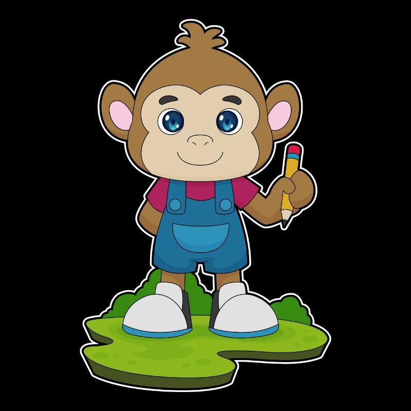 Monkey Student Pencil School