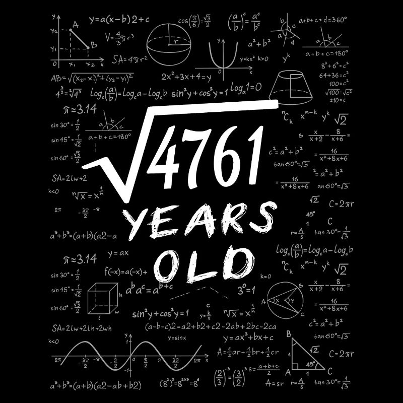 69th Birthday 69 years Square root of 4761 math
