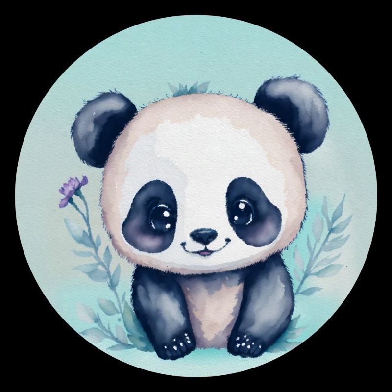 Panda mignon aquarelle nature