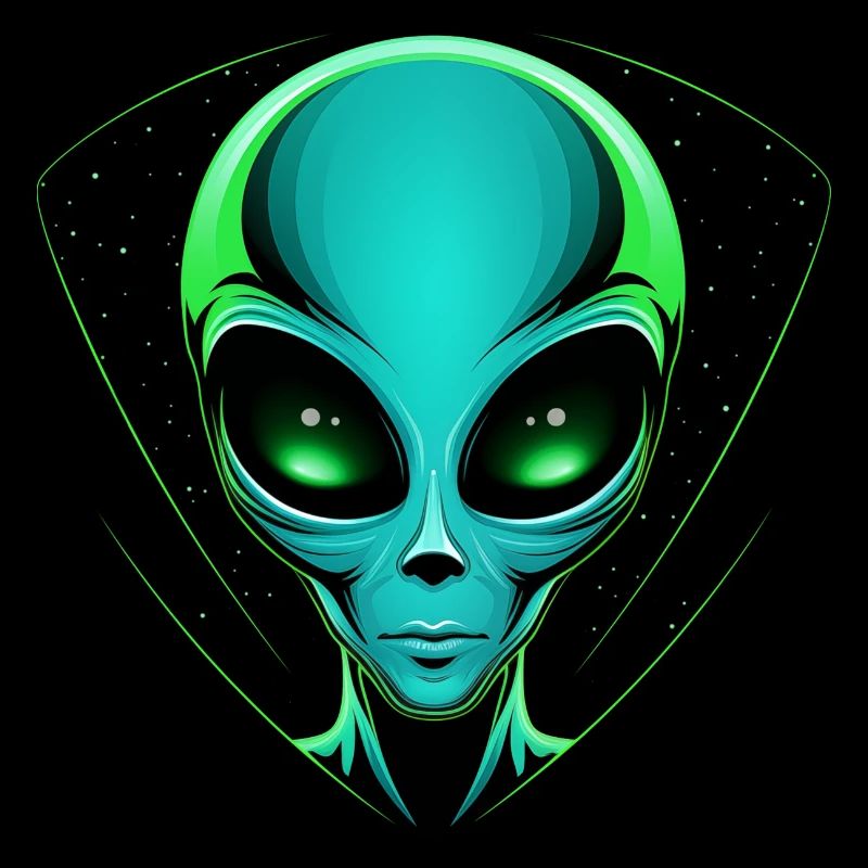 Green Alien Head – Alien UFO Outer Space