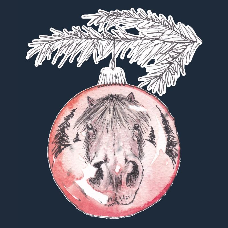 Weihnachtskugel Merry Christmas rot Pferd