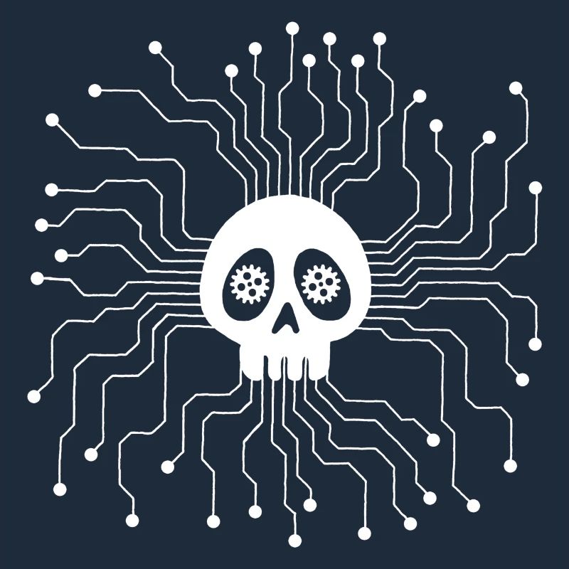 White Microprocessor Skull