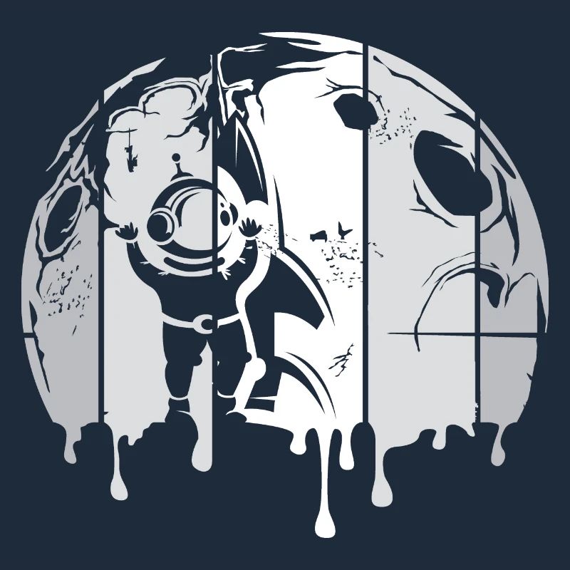 lune astronaute fusée spatiale graffiti logo rétro