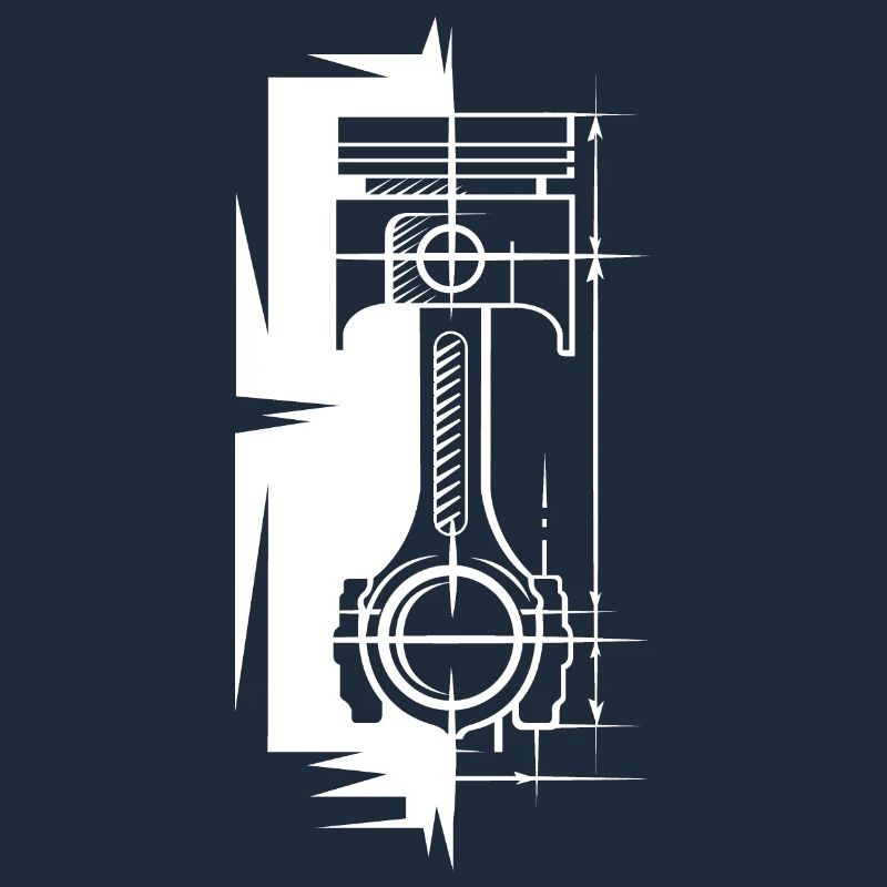 Piston Sketch Off Block Engine Car Symbol v8 Logo