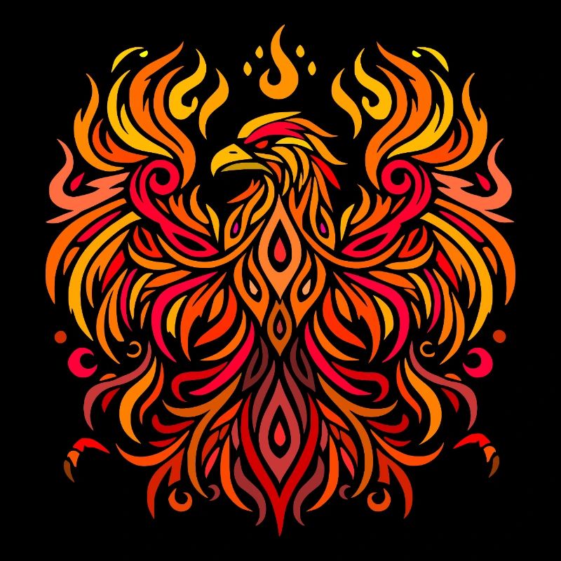 tribal eagle fire yellow red