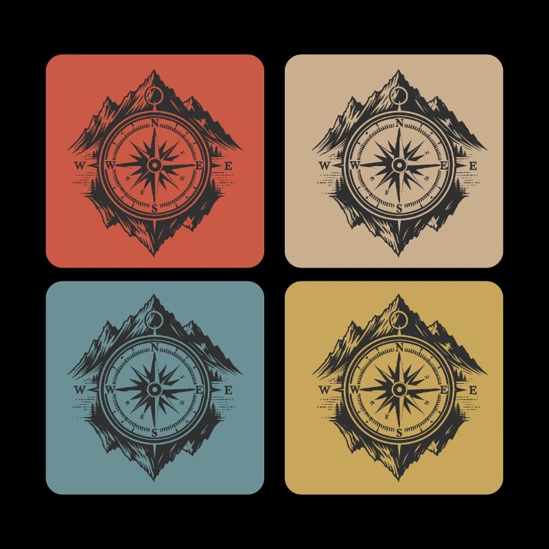 Kompass & Berge Vintage Design