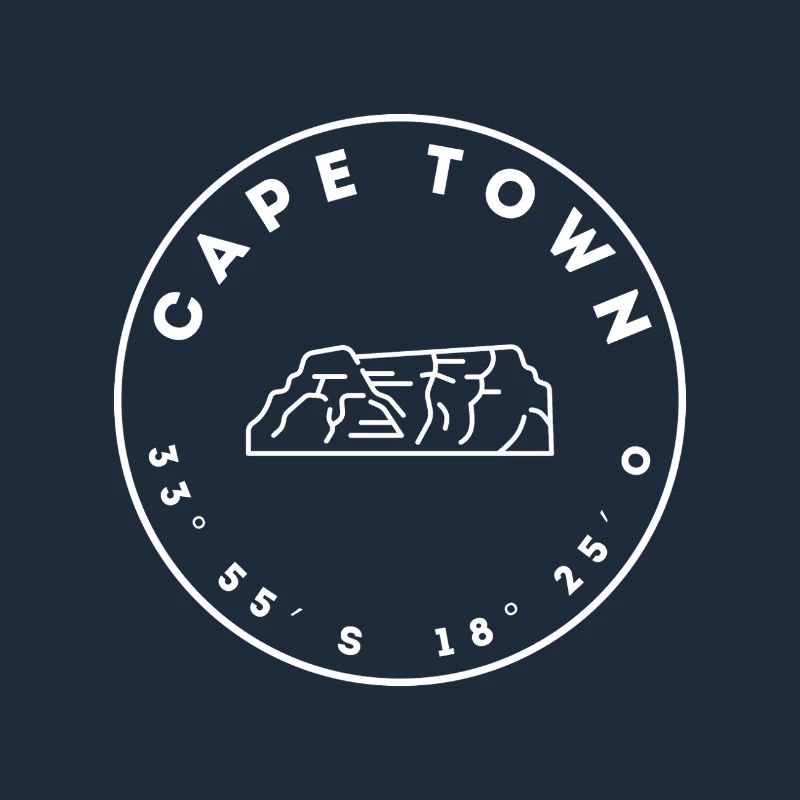 Cape Town with Table Mountain and coordinates