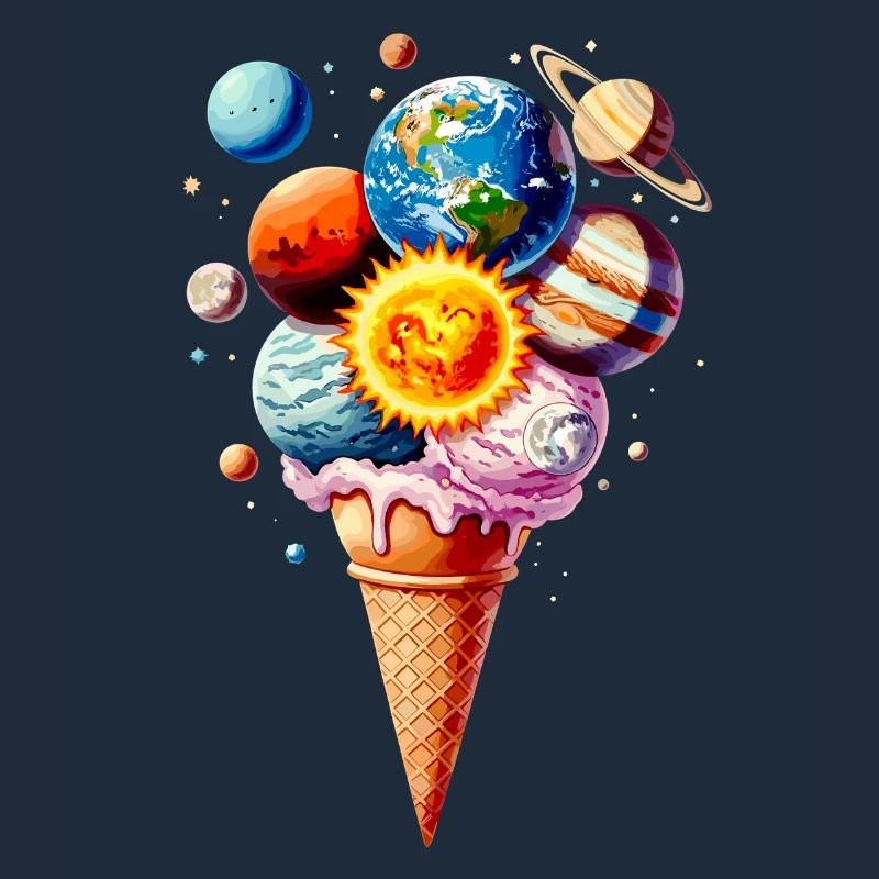Planeten Eiscreme Waffel Eis