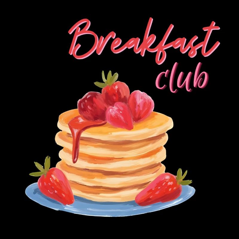 Breakfast pancakes with strawberries and syrup