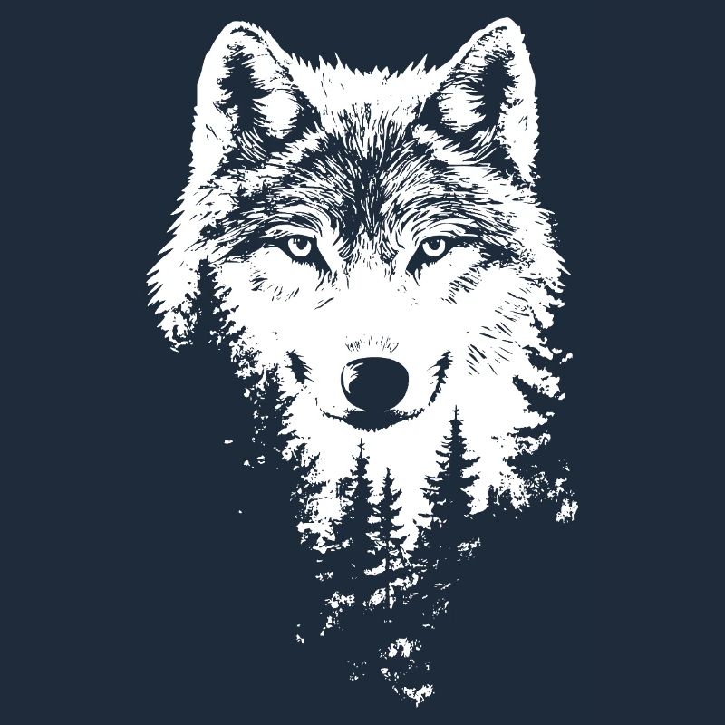 Wolf Gesicht Wald Silhouette