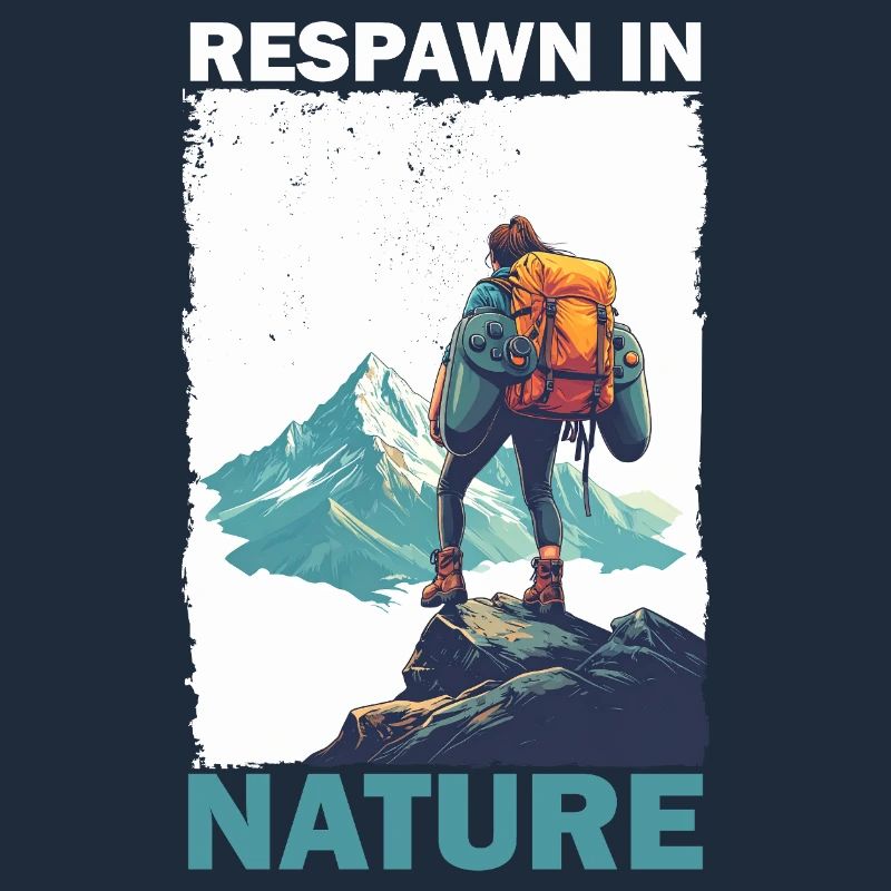 Mountaineer with backpack in the mountains Gaming