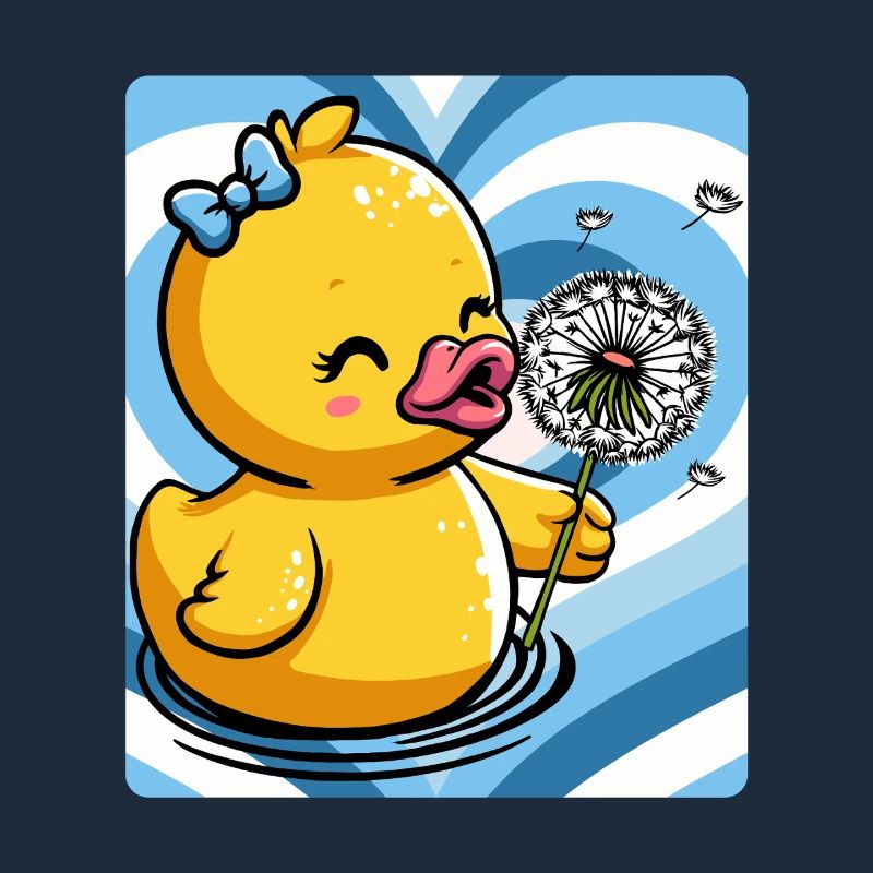 Cute duck charm with dandelion