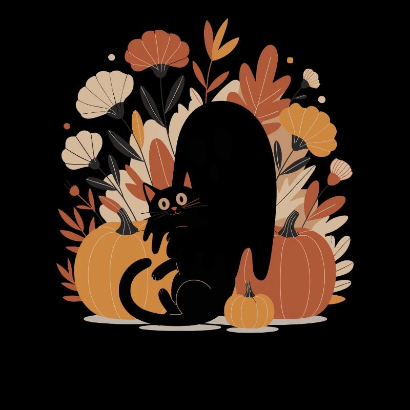 Ghost Pumpkin Cat Cute Halloween Autumn