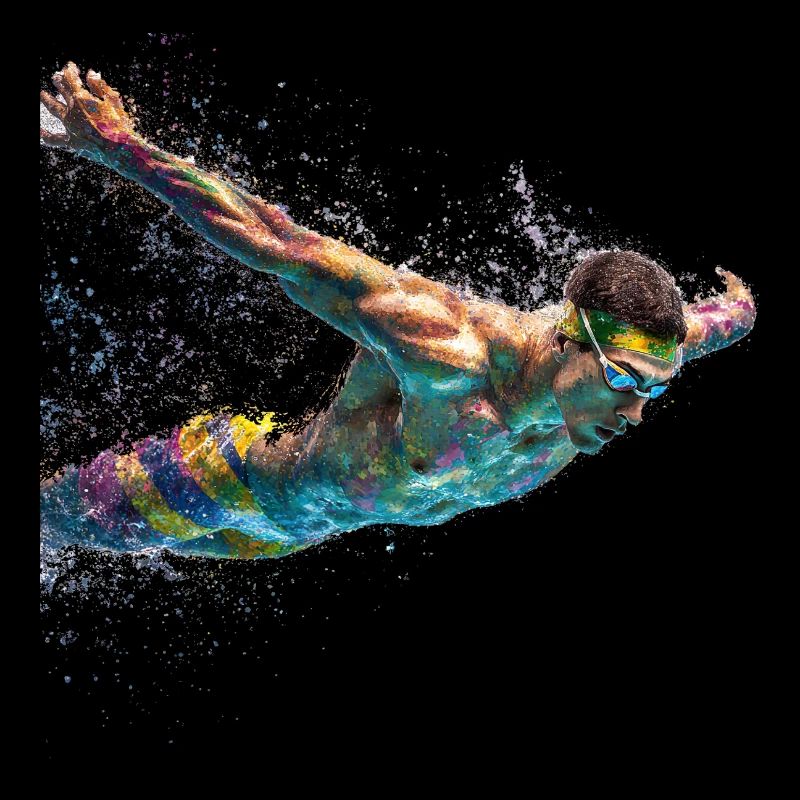 Farbenwirbel Schwimmer Splash
