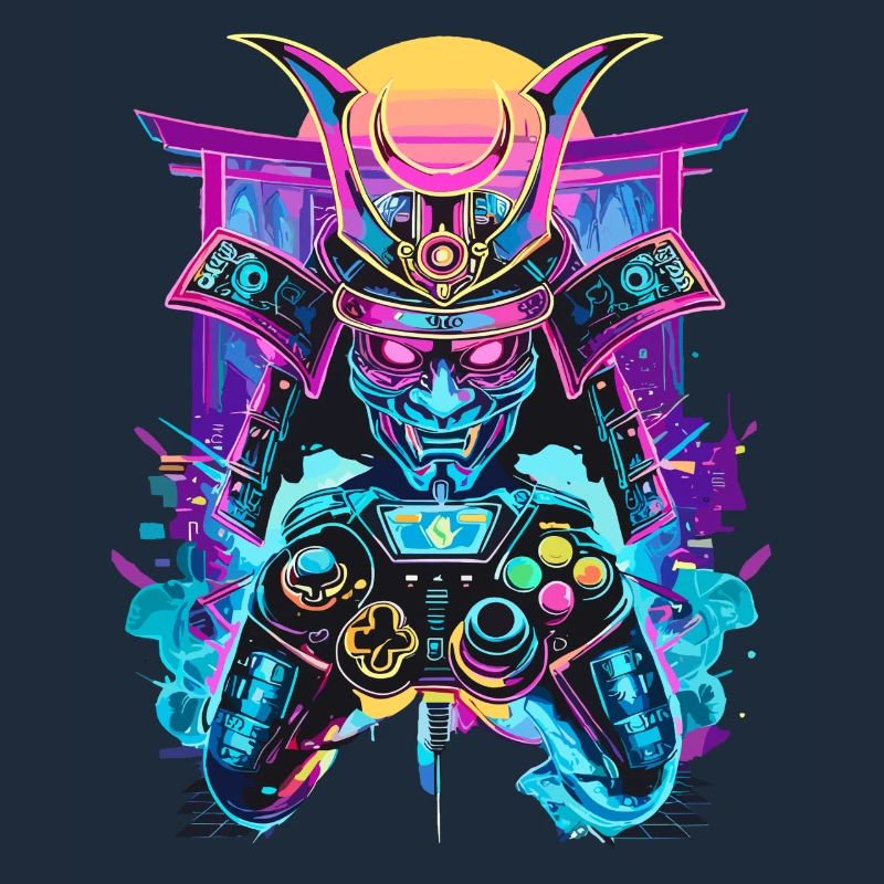 Gaming Controller Samurai Maske Ronin Zocker Motiv