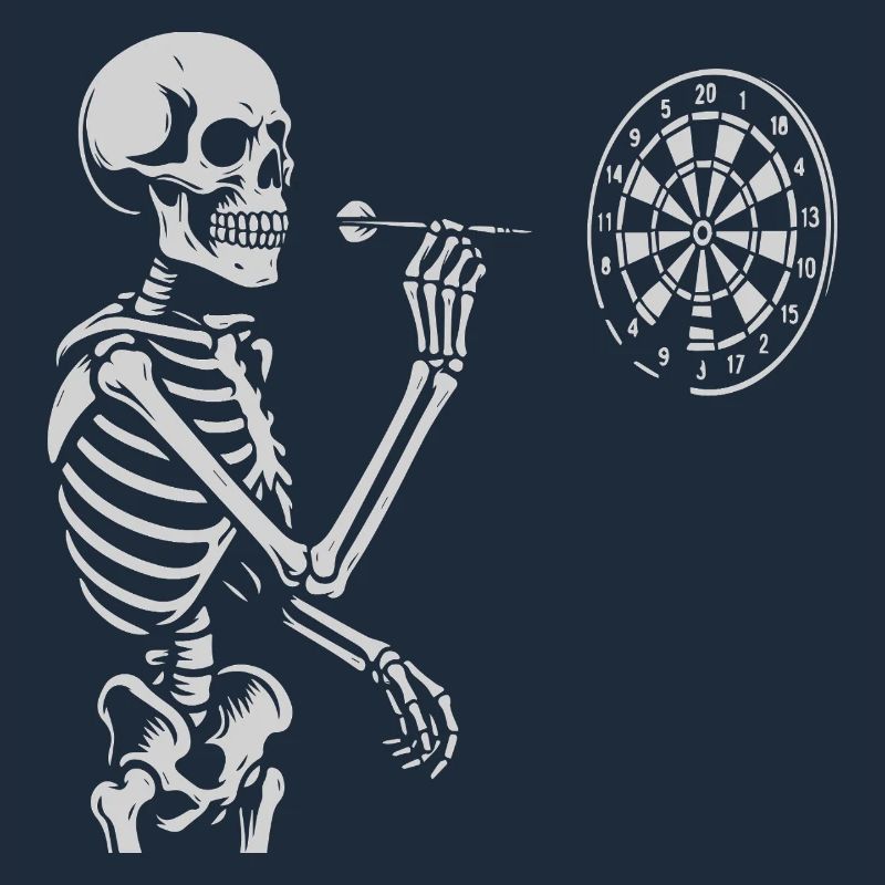 Skeleton playing darts game