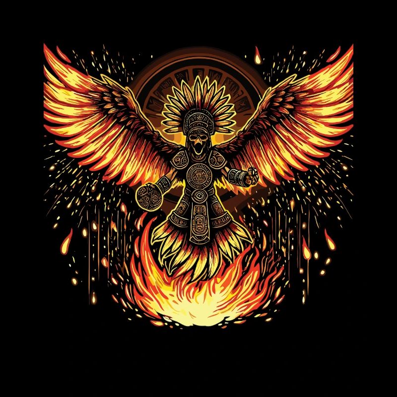 Phoenix Warrior with Flame Wings Aztecs