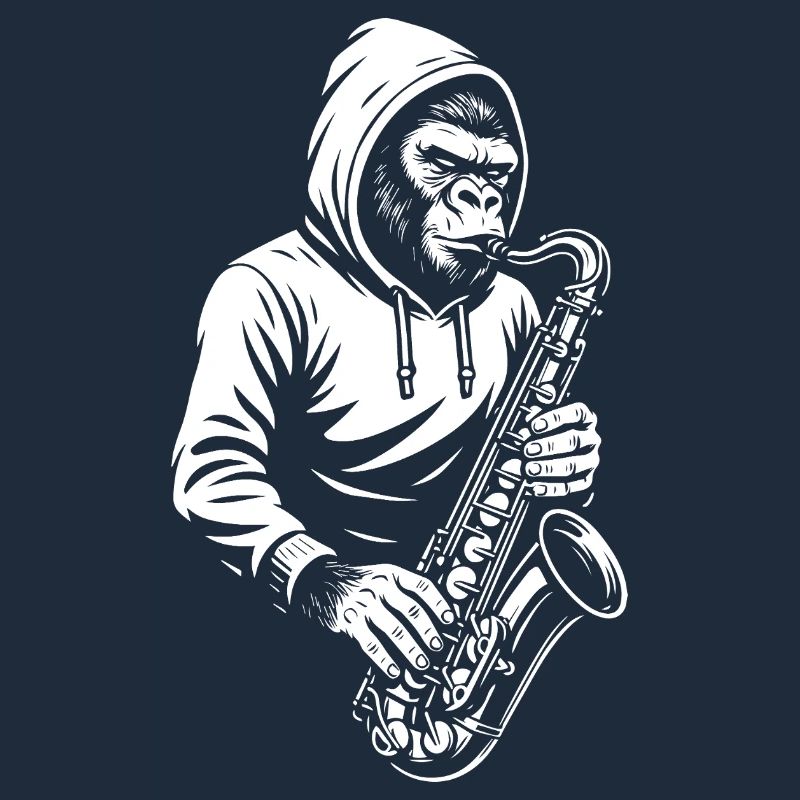 Affe im Kapuzenpullover Saxophon Design