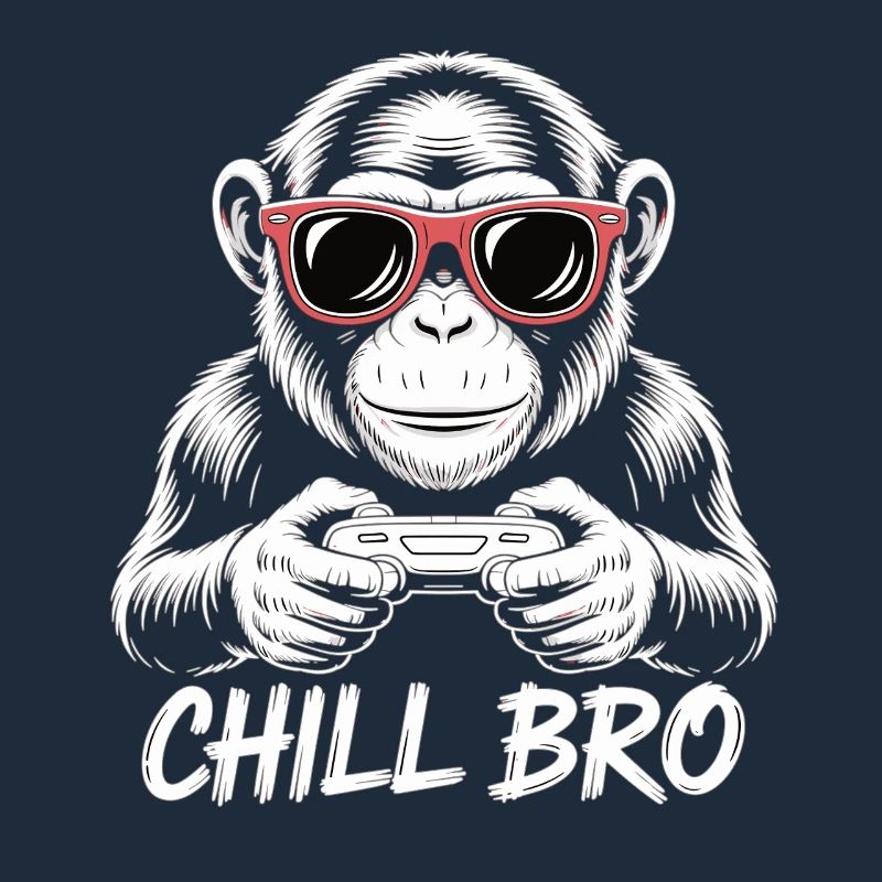 Gamer T-Shirt – „Chill Bro“ Affe mit Controller