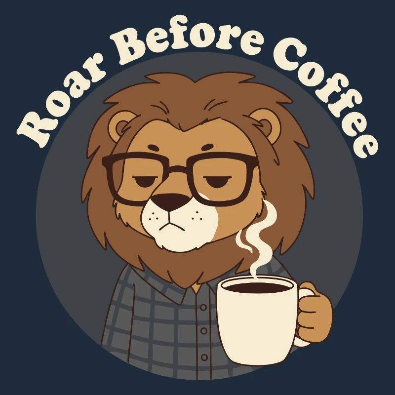 Not Before Coffee Löwe mit Kaffee